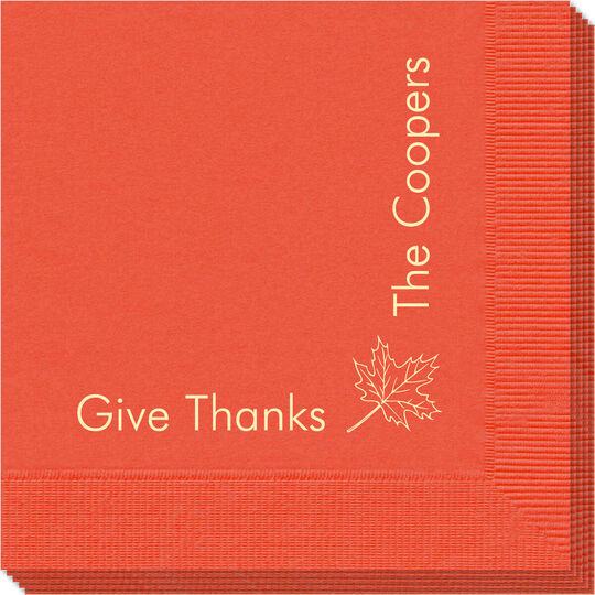 Corner Text with Autumn Leaf Design Napkins